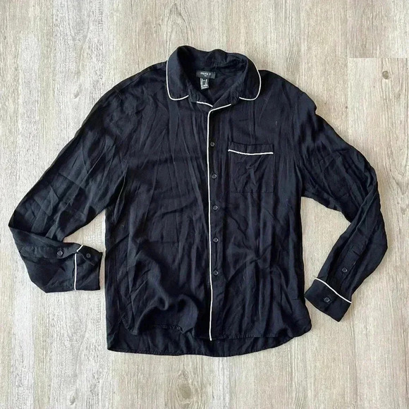 Mens Forever 21 Black Button Up Casual Shirt - M - Picture 1 of 5